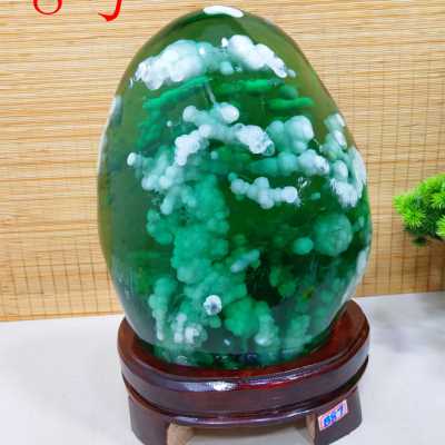 新款天然水晶琉璃美轮美奂晶莹剔透奇石绿色石头客厅玄关办公桌摆