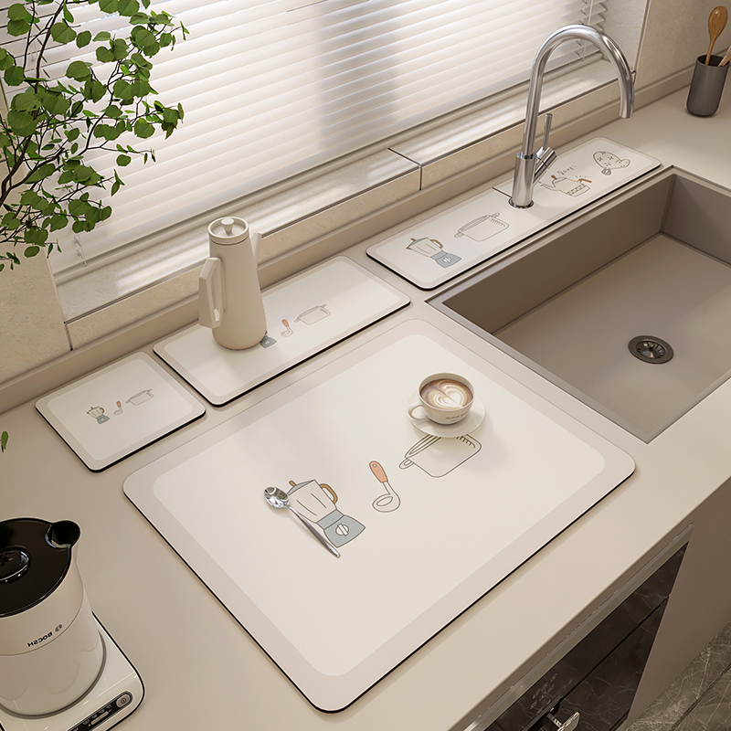 厨房硅藻泥洗手台吸水垫卫生间水龙头洗漱台面沥水垫免洗可擦杯垫