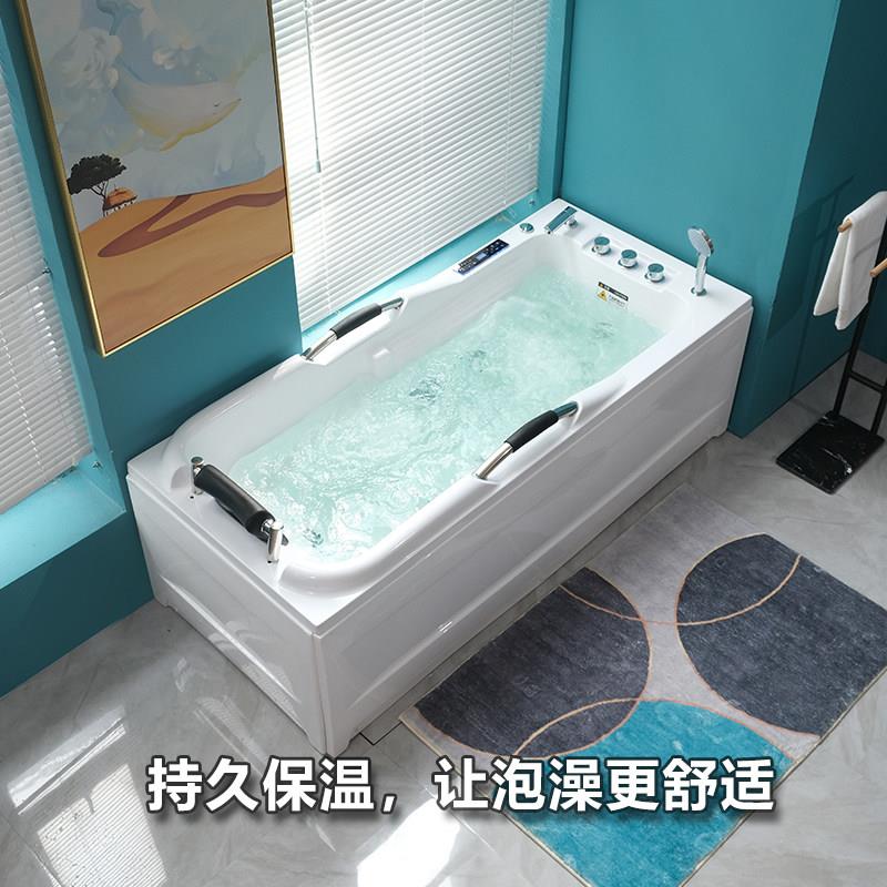 家用小户型深泡浴缸冲浪按摩亚克力恒温独立式无缝一体方形浴缸