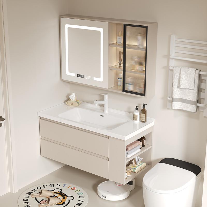 陶瓷一体盆浴室柜组合现代简约卫生间洗漱台洗手洗脸盆柜侧边浴柜
