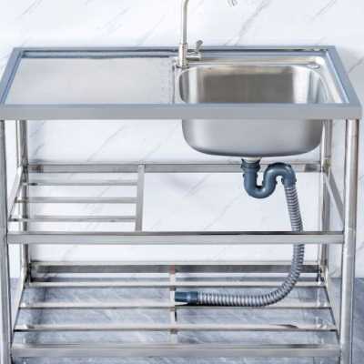 厨房不锈钢水槽水池洗菜盆洗碗池带支架工作台洗手台盆置物架家用