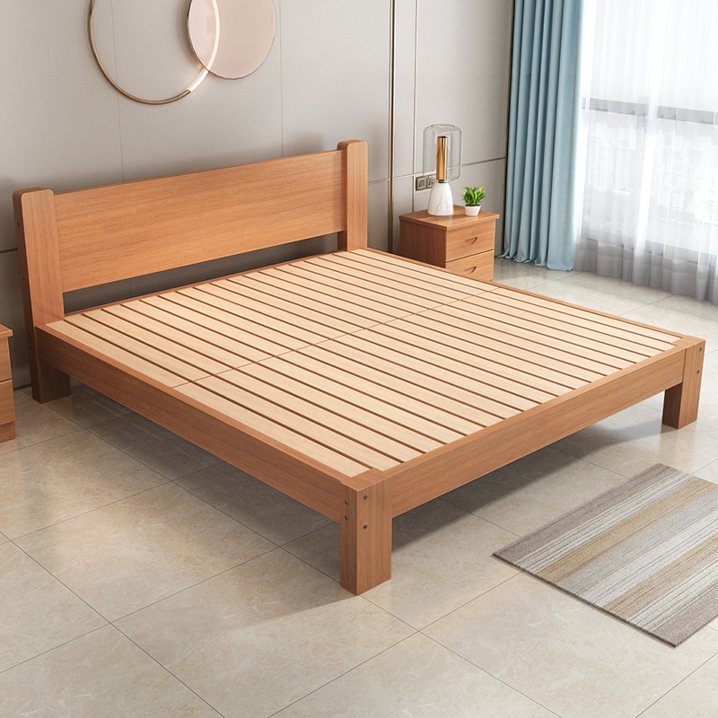 欧派榉木全实木床现代简约1.8双人单人床1.5米家用北欧榻榻米简易