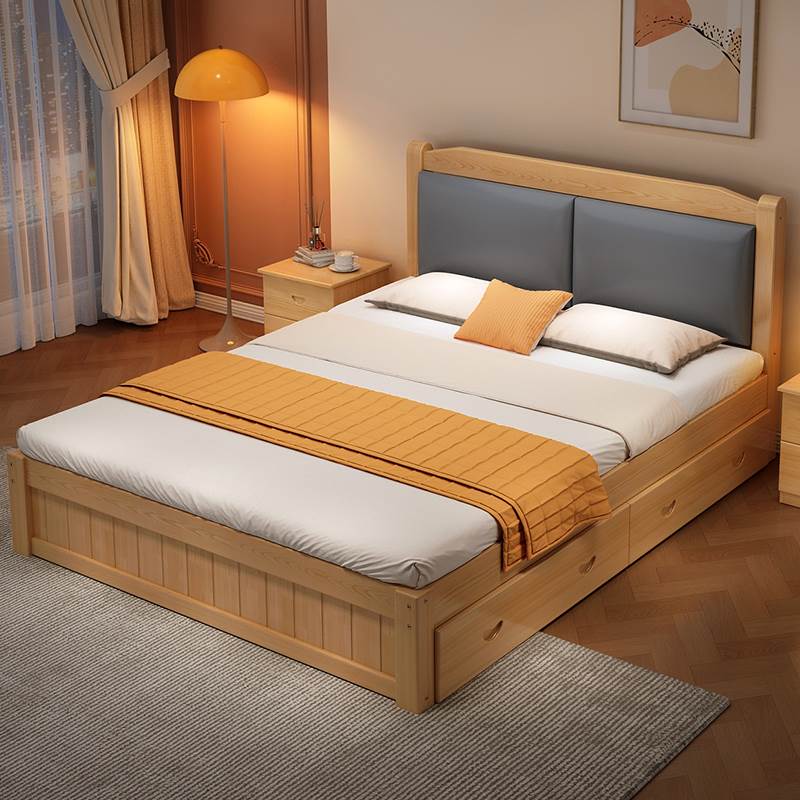 欧派官方实木床双人床主卧1.8家用现代简约1.5米软包床出租房用1.