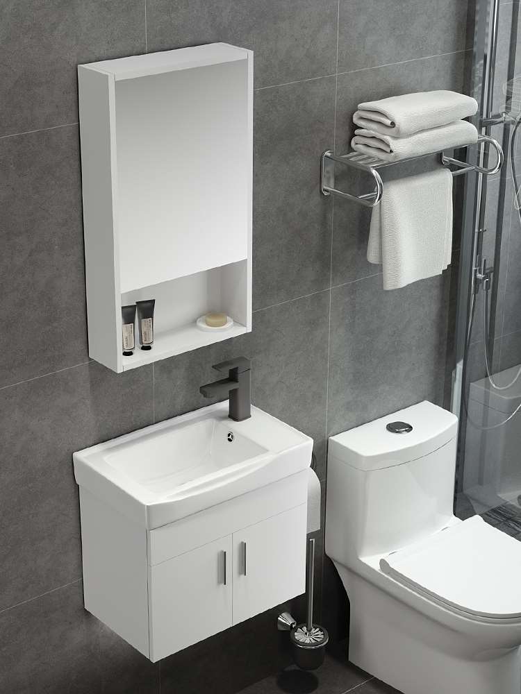 北欧小尺寸实木浴室柜洗脸盆洗手盆柜组合小户型洗漱台洗手台n103