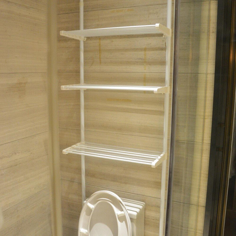 顶天立地卫浴置物架 免打孔伸缩浴室洗衣机架卫生间3层马桶架层架
