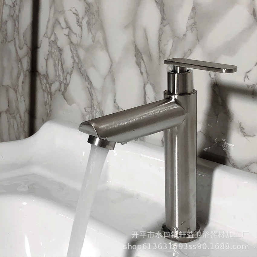 厂家出货 SUS304不锈钢 拉丝单冷面盆水龙头浴室浴缸脸盆水龙头