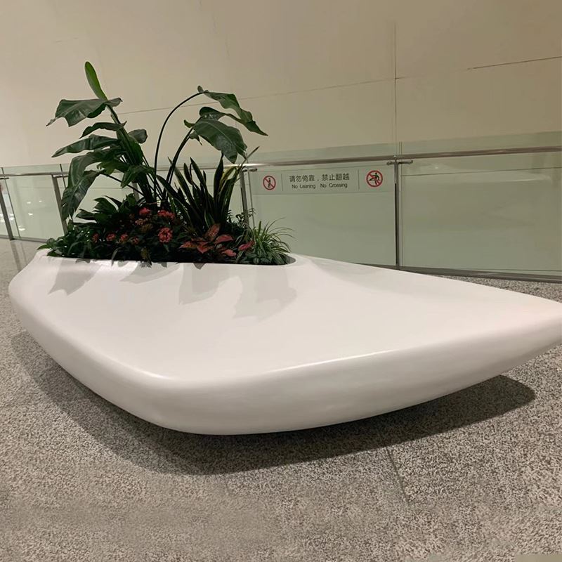 新品玻璃钢休闲座椅商场大厅机场酒店创意花盆树池公共休息区坐凳