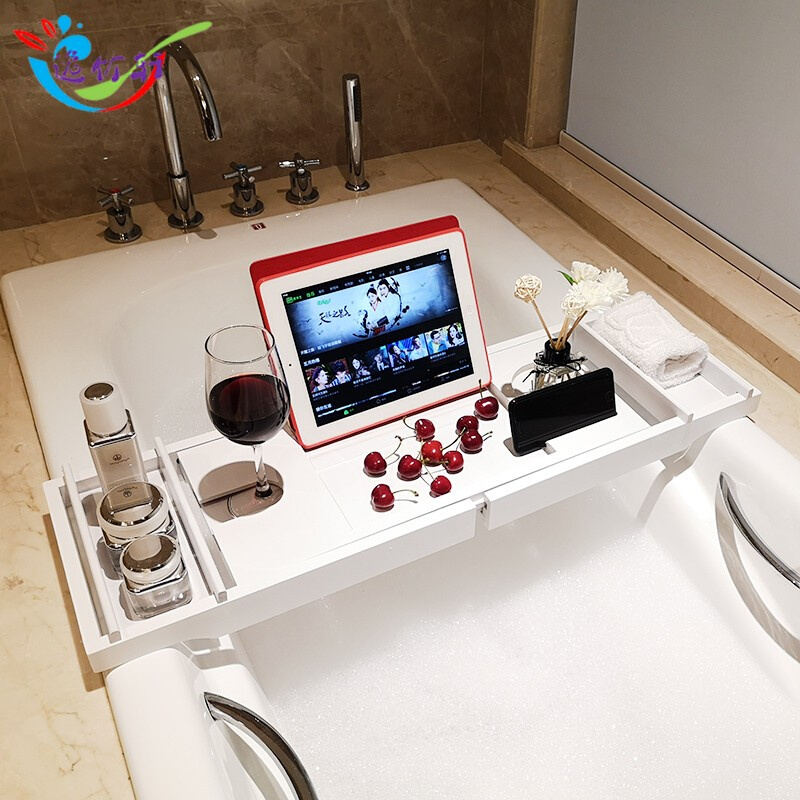 浴缸架竹防滑制泡澡置物架浴缸手机平板支架浴室浴盆浴桶托盘支架