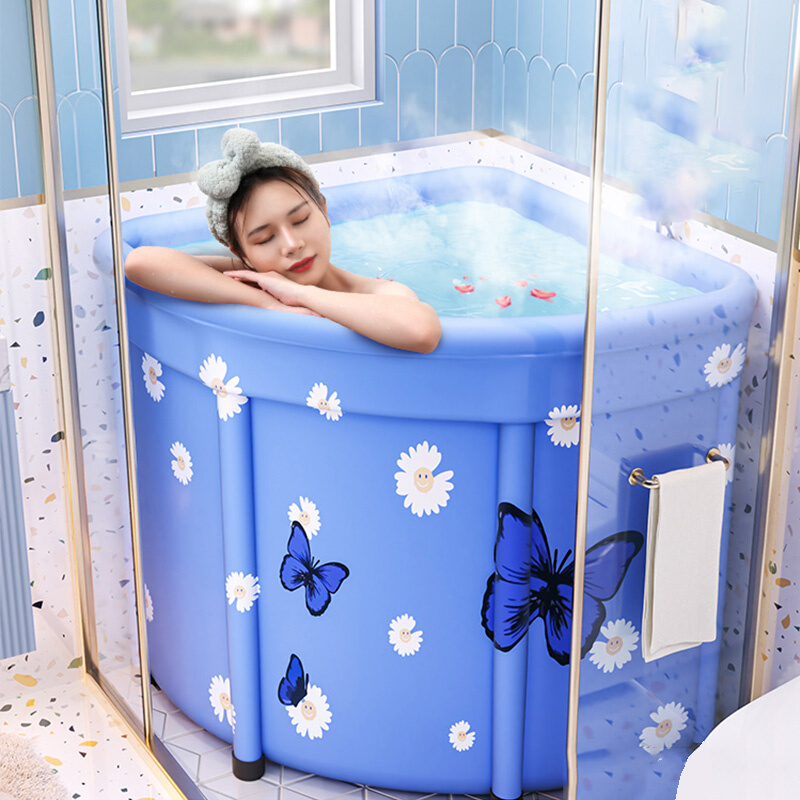 新款三角泡澡桶大人可折叠扇形全身加厚家用两人洗澡盆小户型浴缸