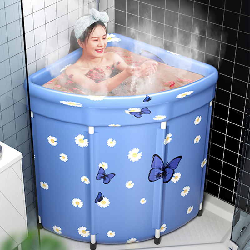 新款扇形泡澡桶折叠大人浴缸神器婴儿童免安装压缩三角洗澡盆保温