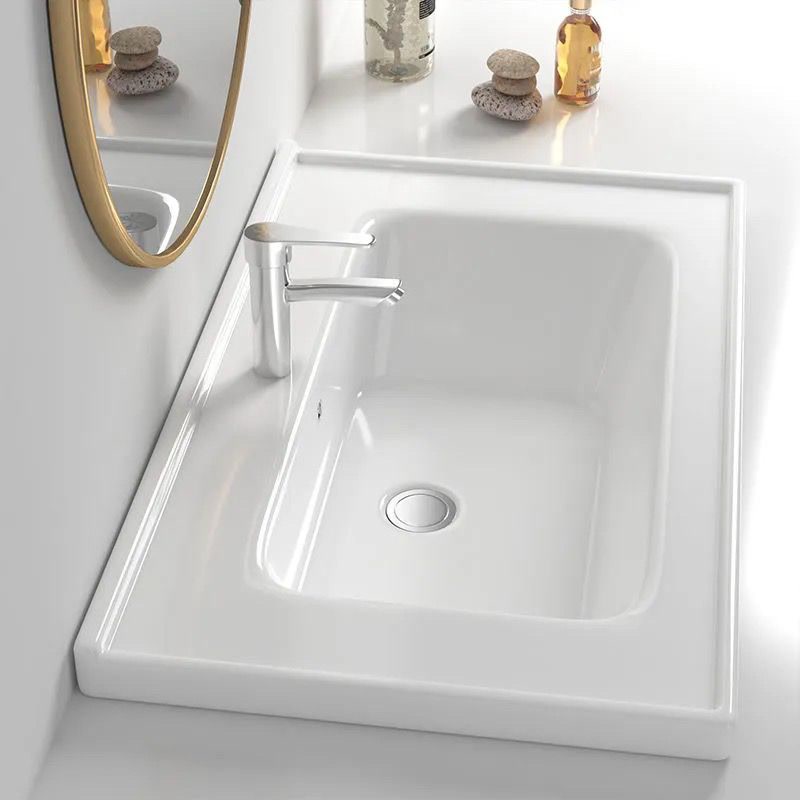 面盆浴室柜洗手盆 半嵌入式卫生间洗脸盆 陶瓷一体式台盆面 单盆