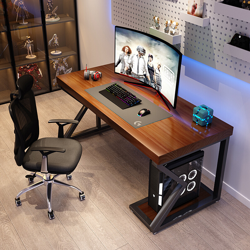 主工作台实木桌子一体电竞卧室书桌家用台式单人电脑桌机箱办公桌