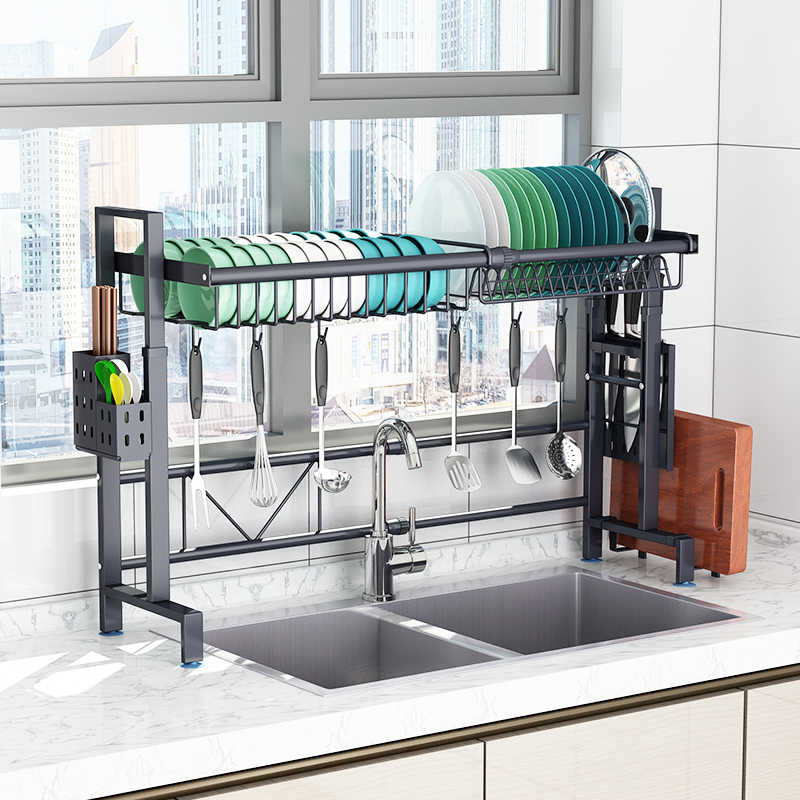 可伸缩304不锈钢厨房水槽置物架家用多功能碗碟收纳洗菜盆沥水架