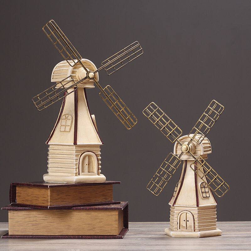 美式乡村荷兰风车模型摆件酒吧咖啡客厅店铺装饰品创意摆设新品