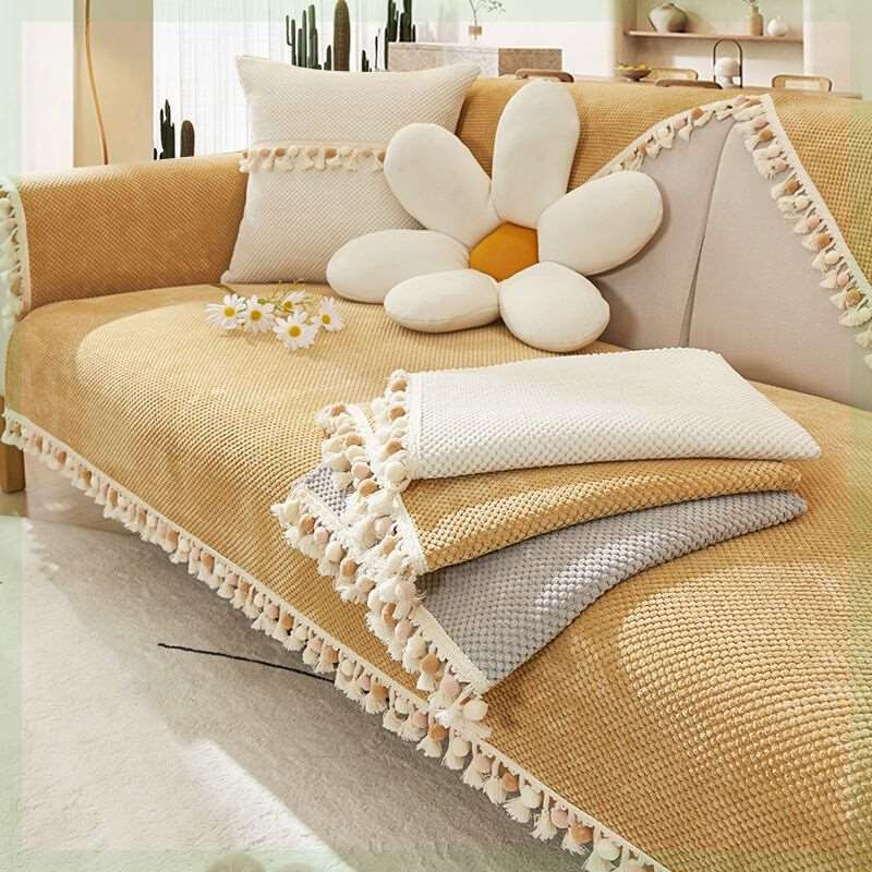 灯芯绒沙发垫四季通用保暖蓄热沙发套罩简约现代防滑沙发坐垫盖布