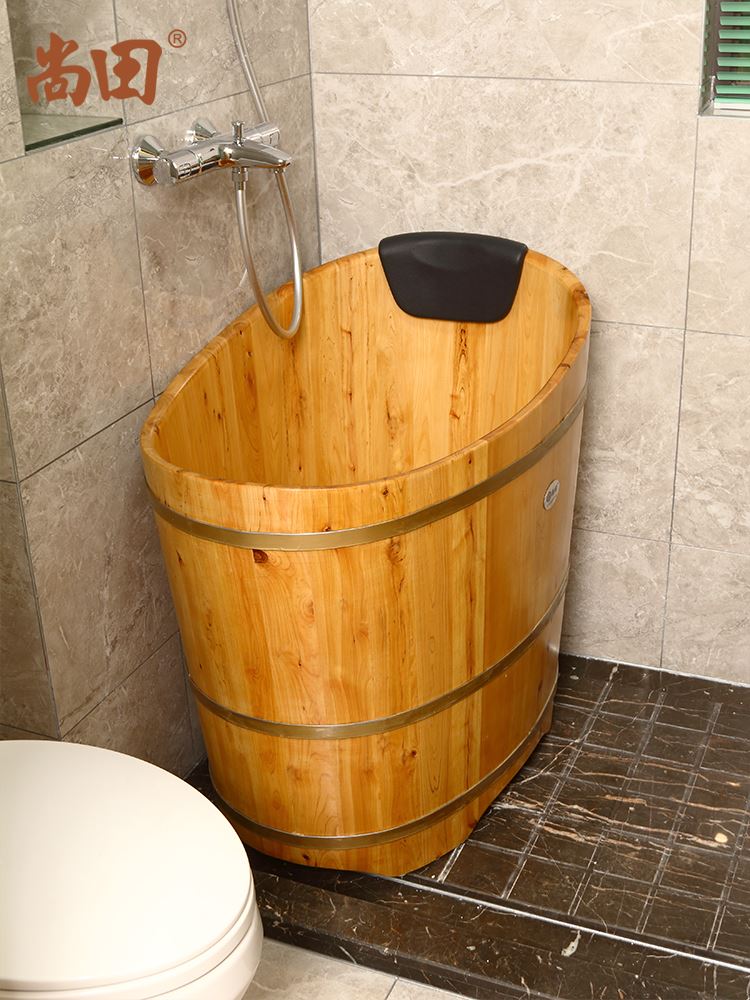 尚田香柏木圆形成人泡澡木桶浴桶实木浴缸洗澡盆小浴室木质沐浴桶