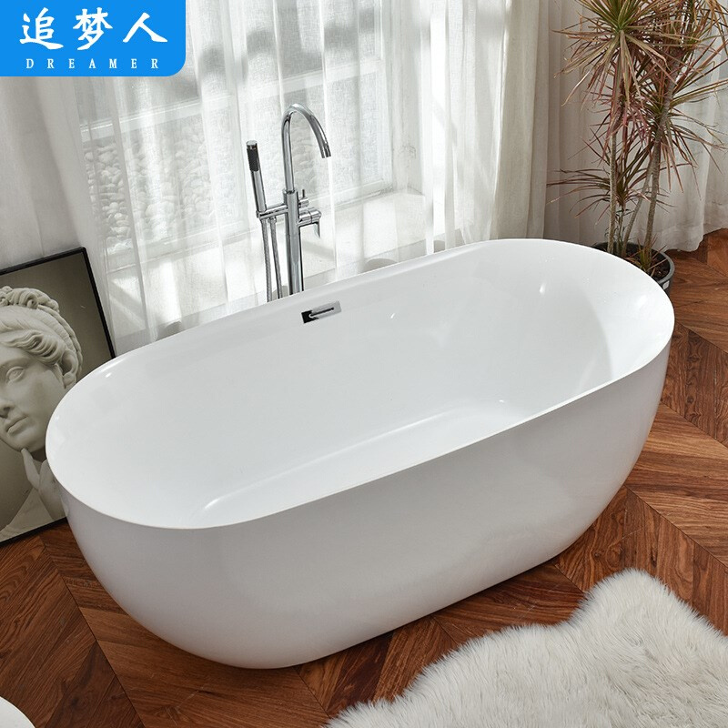 亚克力家用小户型浴缸恒温薄边浴缸独立式可移动无缝一体贵妃浴缸