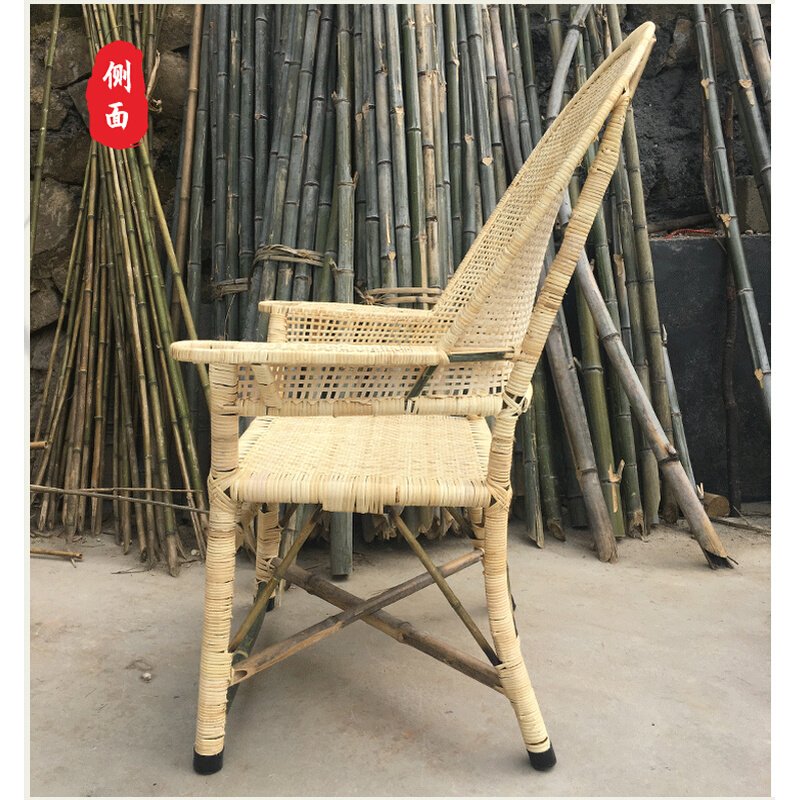 厂家直销竹藤椅天然老式手工真藤编老人椅靠背椅单人家用办公沙发