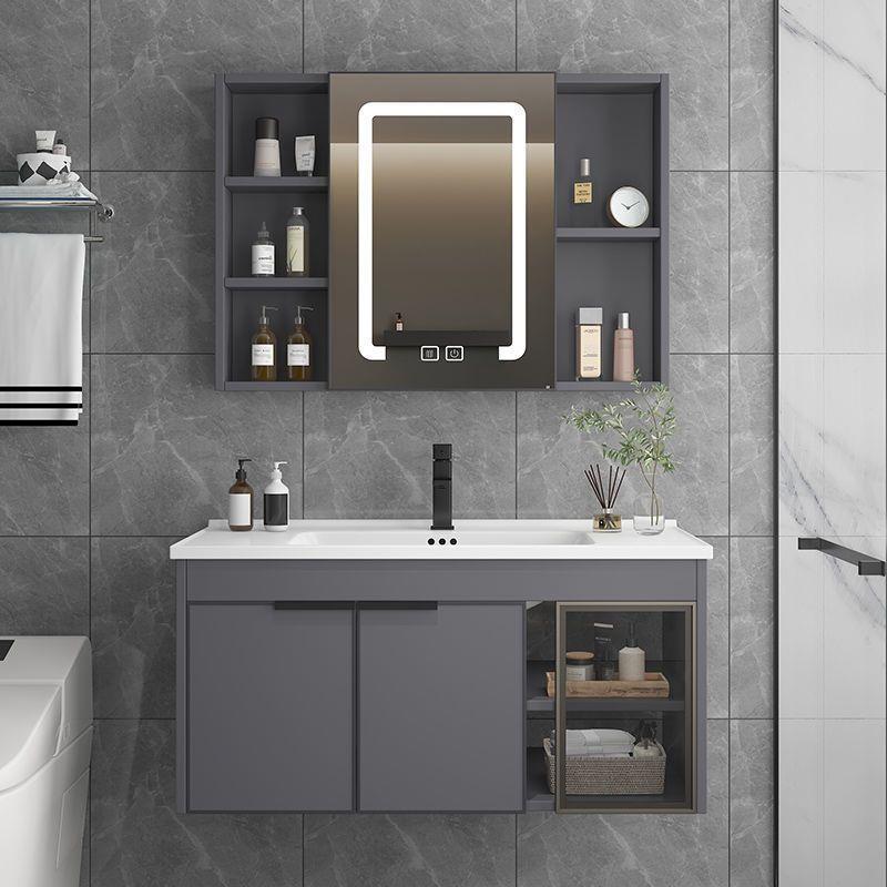 加厚太空铝浴室柜陶瓷卫生间组合简约盆岩板台面洗脸盆柜一体组合