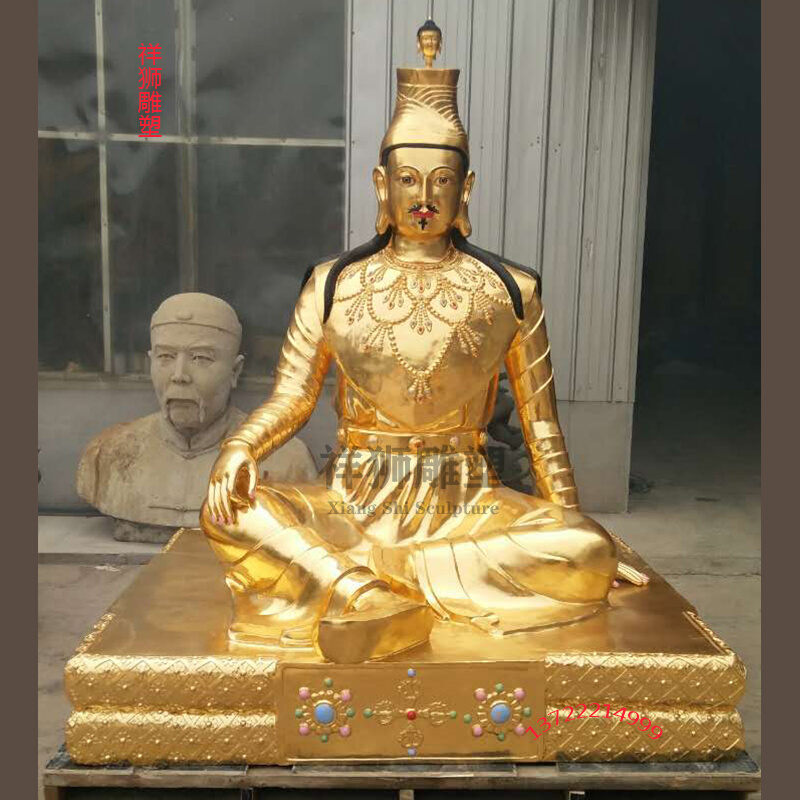 全铜贴金密宗藏传松赞干布吞弥桑步扎佛堂供奉雕像摆件雕塑