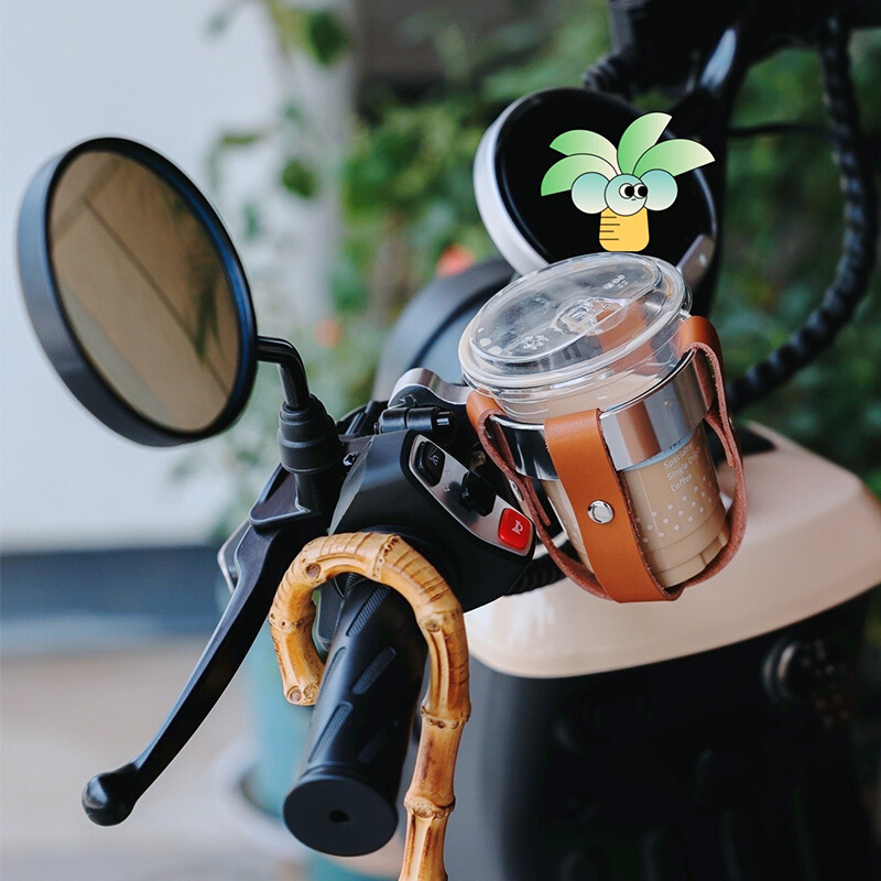 牛皮复古自行车水瓶架咖啡杯电动车小牛水杯架通用摩托车装备配件