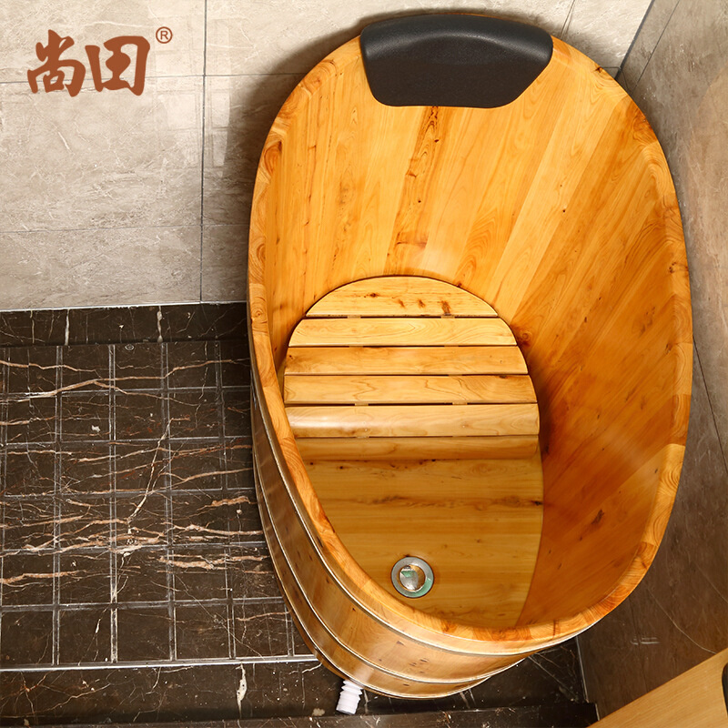 香柏木圆形成人泡澡木桶浴桶实木浴缸洗澡盆小浴室木质沐