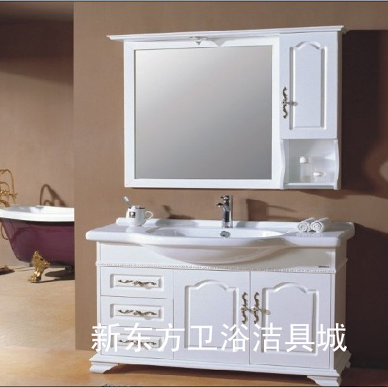 新品美式橡木浴室柜组合实木浴柜洗脸盆柜组合洗手盆柜组合DF722