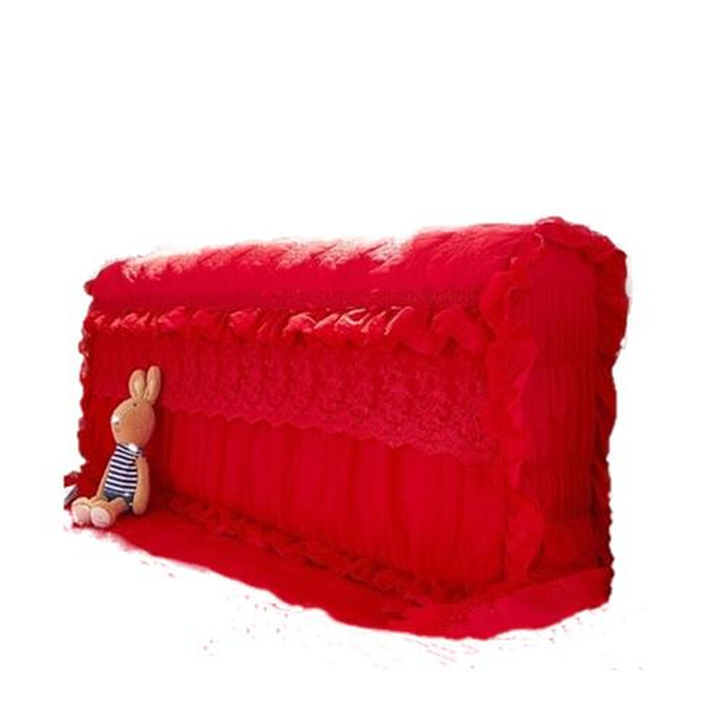 布艺软包防尘罩皮床床头套加棉实木蕾丝婚庆红色1.8m米全包公主风