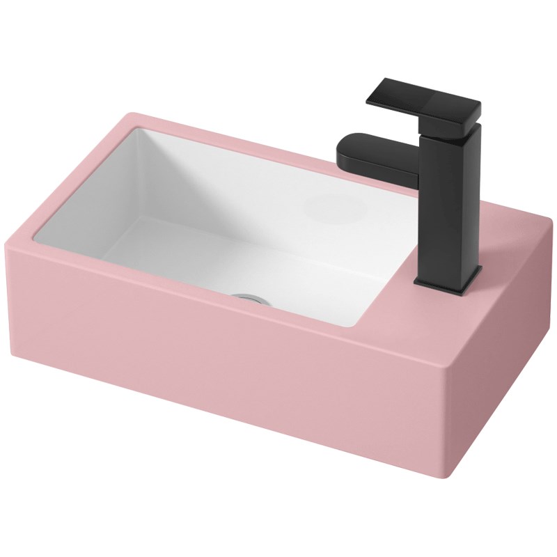网红可爱粉色陶瓷挂墙悬挂式洗手盆超小宽度户型阳台挂墙洗脸盆挂