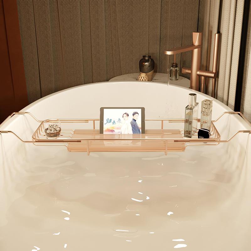 水晶轻奢浴缸置物架泡澡架子浴缸架卫生间浴室网红收纳置物架伸缩