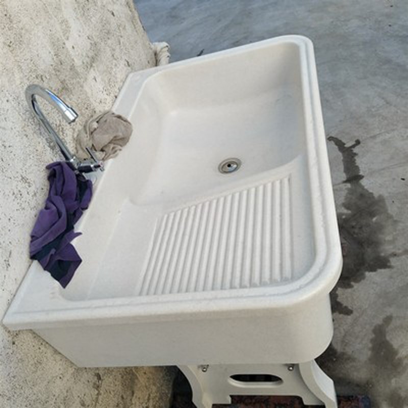 家用洗衣台e单孔阳台水槽大理石成型水池洗衣池石英石带搓板一体