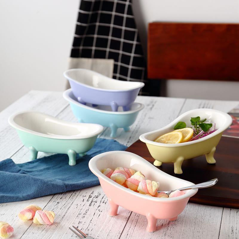 奇奇怪怪的碗陶瓷碗甜品碗创意麦片泡浴碗可爱宠物浴缸零食碗摆件