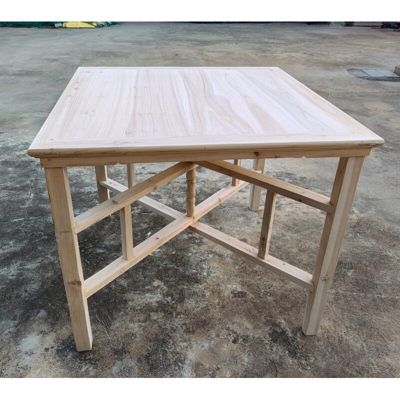 【工厂直销】实木原木色无漆八仙桌可折叠四方形餐桌简易中式餐桌