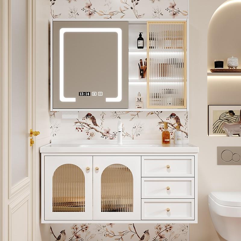 法式橡木浴室柜陶瓷一体盆小户型洗漱台卫生间洗脸盆柜面盆卫浴柜
