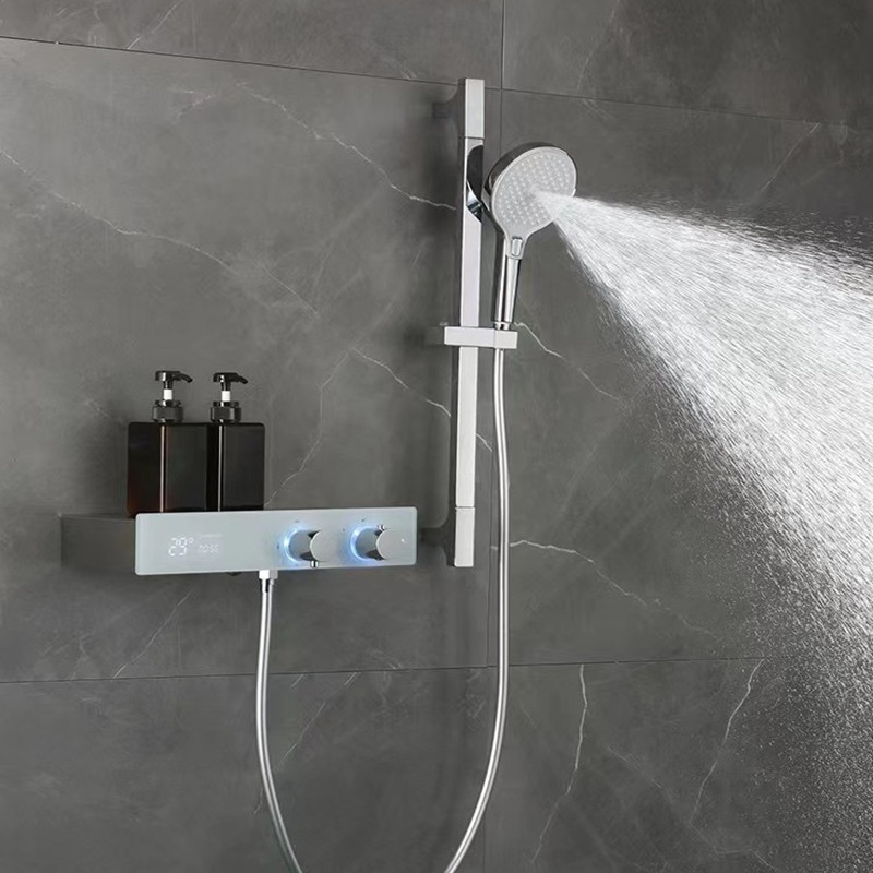德国智能数显浴室淋浴花洒挂墙式简易浴缸置物架淋浴恒温花洒套装