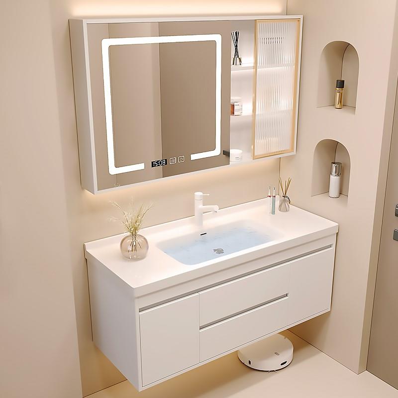 现代简约洗手盆柜组合奶油风陶瓷一体盆洗漱台卫生间洗脸面盆柜