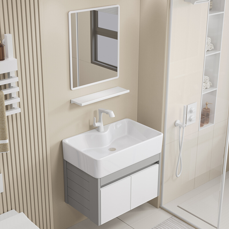 加厚铝合金浴室柜小户型陶瓷洗脸盆洗手盆柜组合超窄挂墙式洗漱台