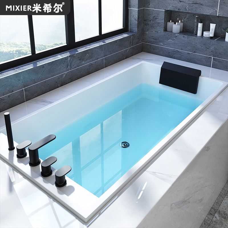 网红压克力浴缸嵌入式家用小户型成人日式双人浴盆泡泡浴1-1.8米