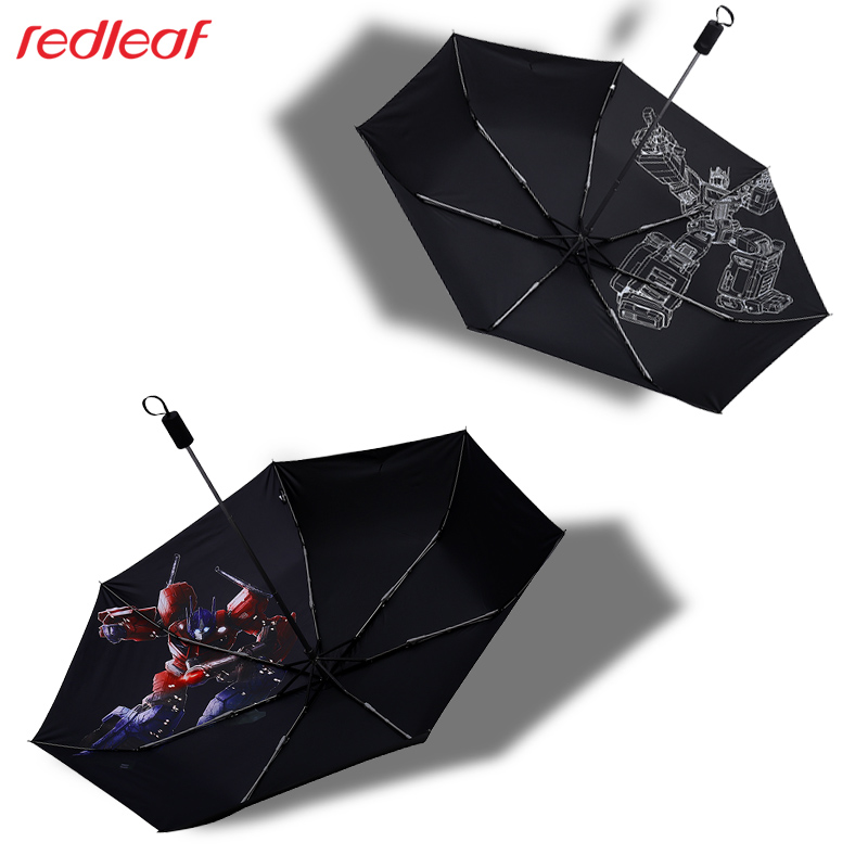红叶超轻小黑伞联名创意变形金刚遮阳伞防紫外线晴雨伞防晒太阳伞