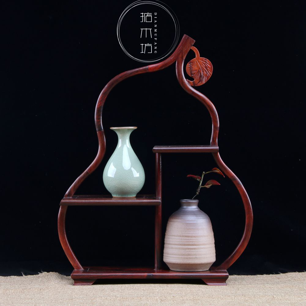 红木博古架小型多宝阁红酸枝茶具架实木置物架紫砂茶壶盆景展示架