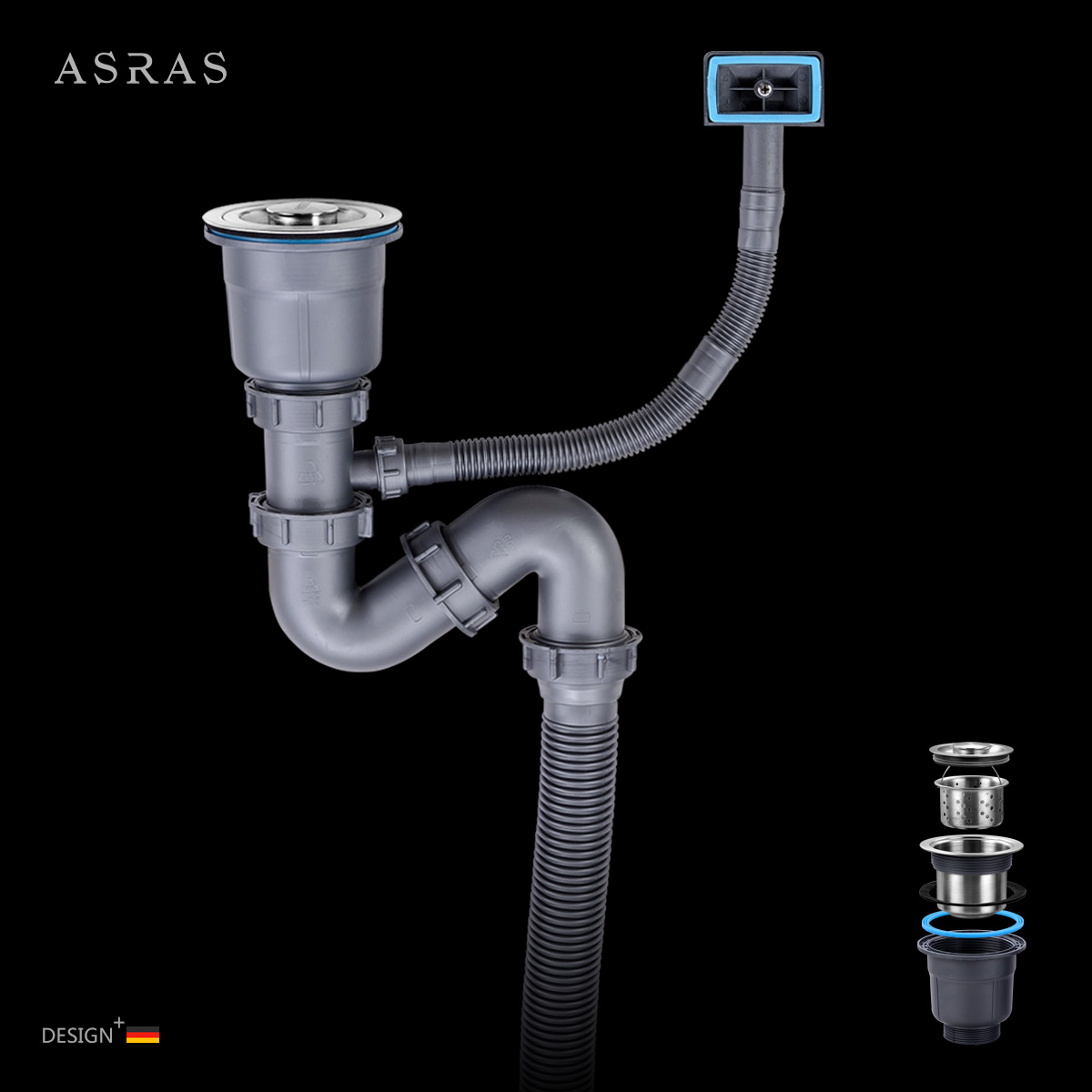 阿萨斯不锈钢水槽下水器厨房防臭下水管单槽洗菜盆水盆下水管配件