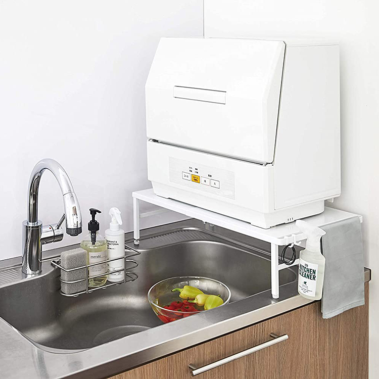 山崎实业Yamazaki日本厨房水槽台面上台式洗碗机可伸缩收纳置物架