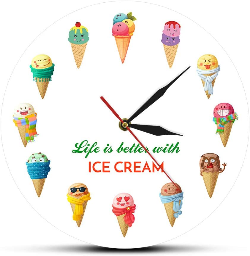 卡通设计冰淇淋布丁店钟表个性创意儿童房挂钟来图定制贝壳座钟