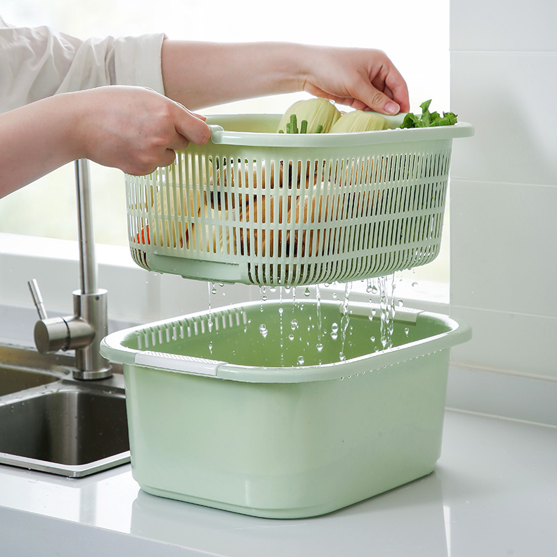 双层洗菜盆厨房家用塑料沥水篮水槽菜篮子客厅洗水果盘子淘菜神器