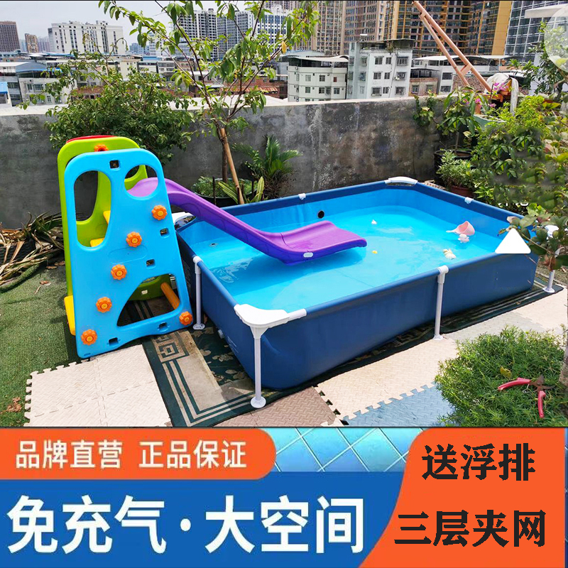 超大支架儿童游泳池家用大型成人免充气水池家庭户外夹网简易泳池