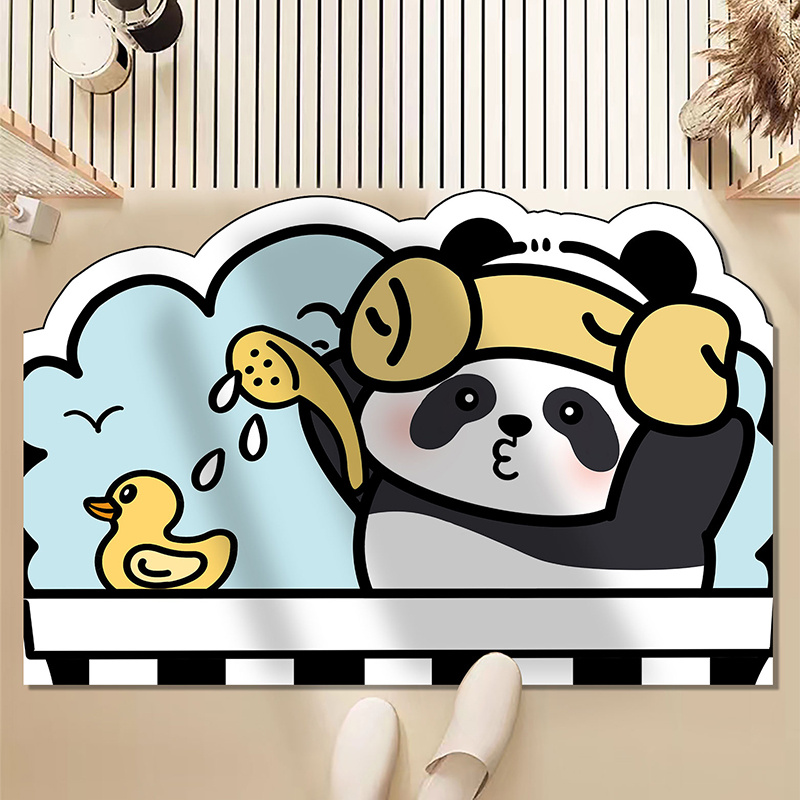 卡通熊猫浴室吸水硅藻泥地垫卫生间沐浴间通用地毯双面防滑卫浴垫