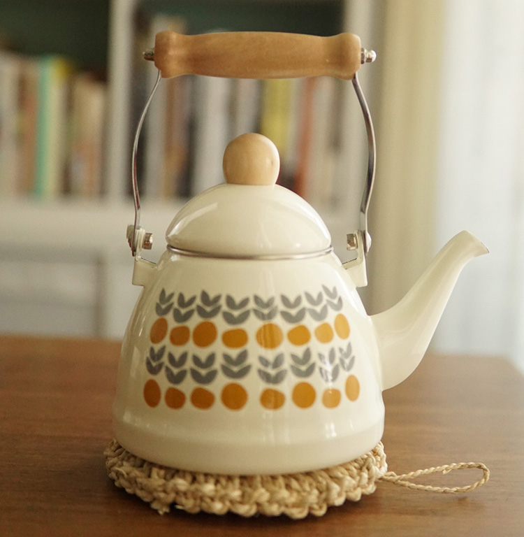 老麦【自制】日式复古清新围炉煮茶搪瓷烧水壶茶壶凉水壶露营水壶