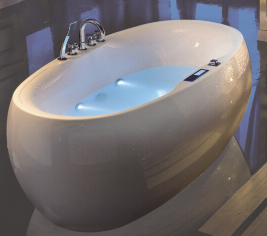 椭圆形亚克力成人浴盆浴缸独立式无缝一体冲浪按摩恒温加热1.8米