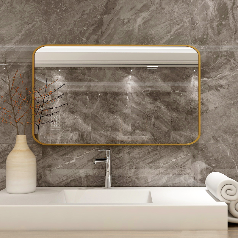 百嘉铝合金卫生间浴室镜圆镜带镜子挂墙洗脸池免打孔厕所卫浴置物