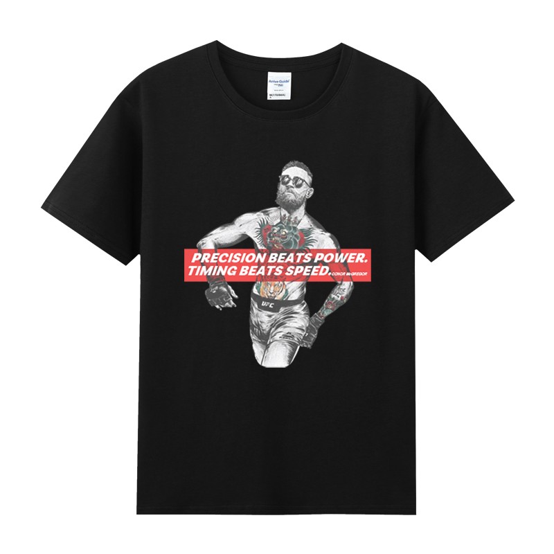 夏季嘴炮康纳麦格雷戈UFC MMA印花衣服纯棉圆领青少年短袖T恤半袖